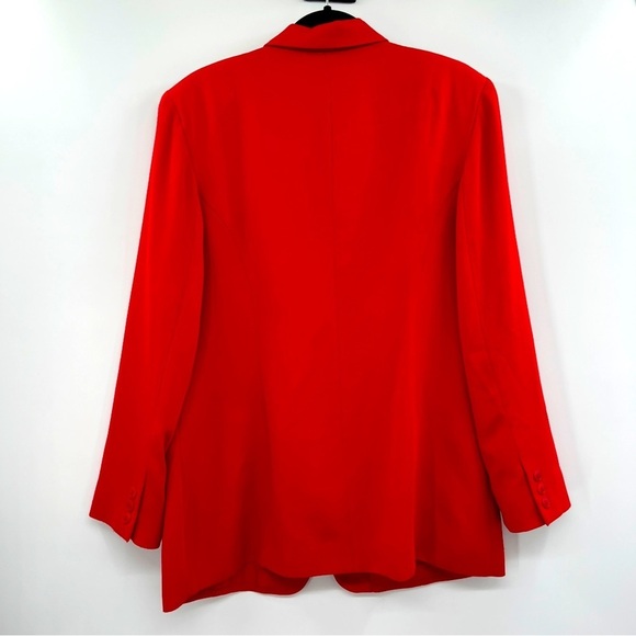 J. Mclaughlin For Sanyo Red Lined Long Sleeve Button Up Notched Lapel Blazer - Picture 9 of 14